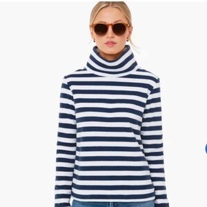 Dudley Stephens Navy and White Striped Turtleneck Sweater